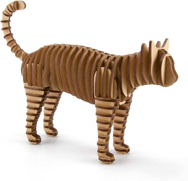 Laser Cut Wooden Puzzle Cat Toy Model DXF File