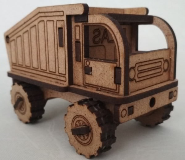 Laser Cut Wooden Puzzle Dumper Truck Toy 3D Model CDR File