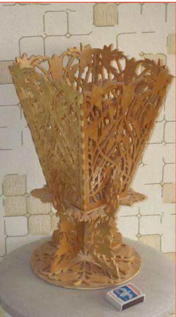 Laser Cut Wooden Puzzle Flower Vase for Room Decor DXF File