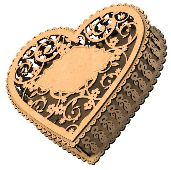 Laser Cut Wooden Puzzle Heart Gift Box Wedding Gift Box CDR File