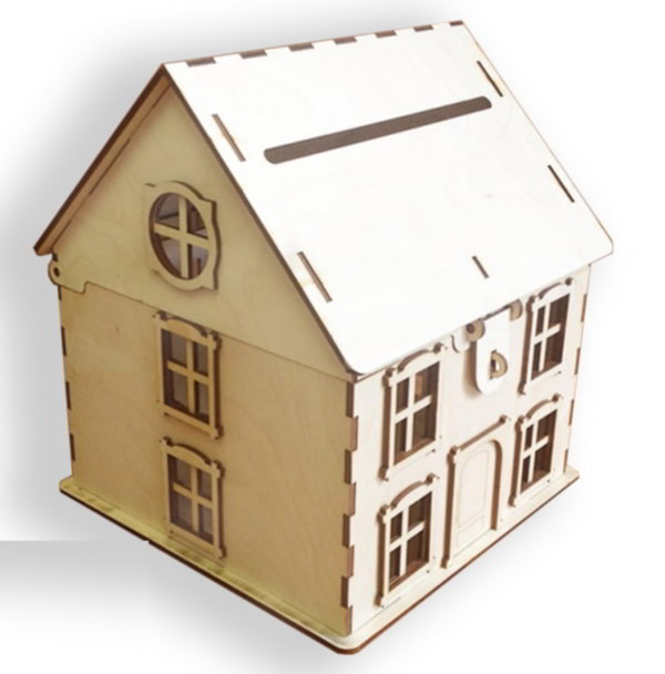 Laser Cut Wooden Puzzle House Piggy Bank Free Vector CDR File