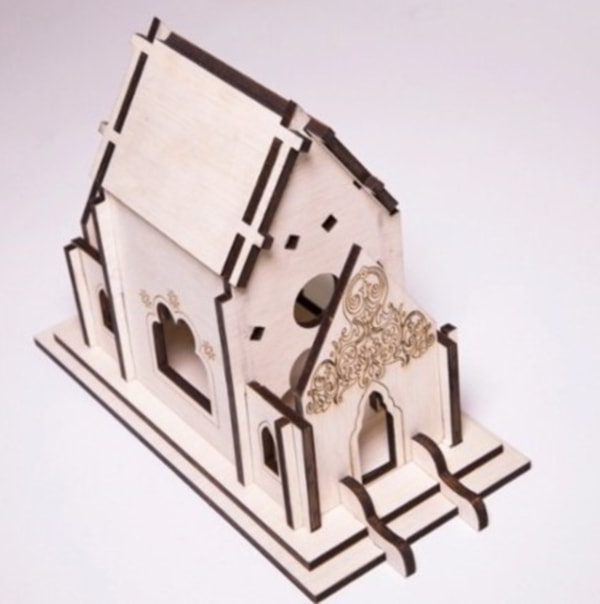 Laser Cut Wooden Puzzle Pagoda House Template Model CDR File