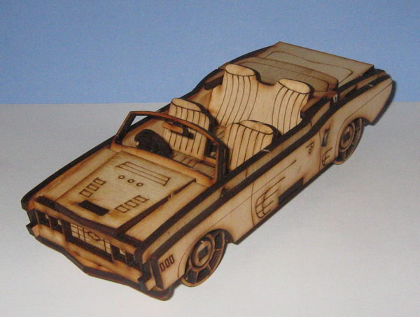 Laser Cut Wooden Puzzle Toy Car DXF File for CNC Cutting