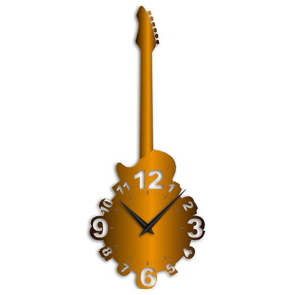 Laser Cut Wooden Rock Wall Clock Guitar Shape Clock Vector File