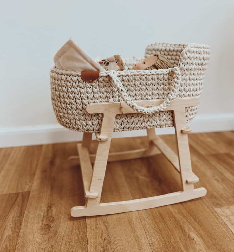 Laser Cut Wooden Rocking Moses Basket Stand Free Vector