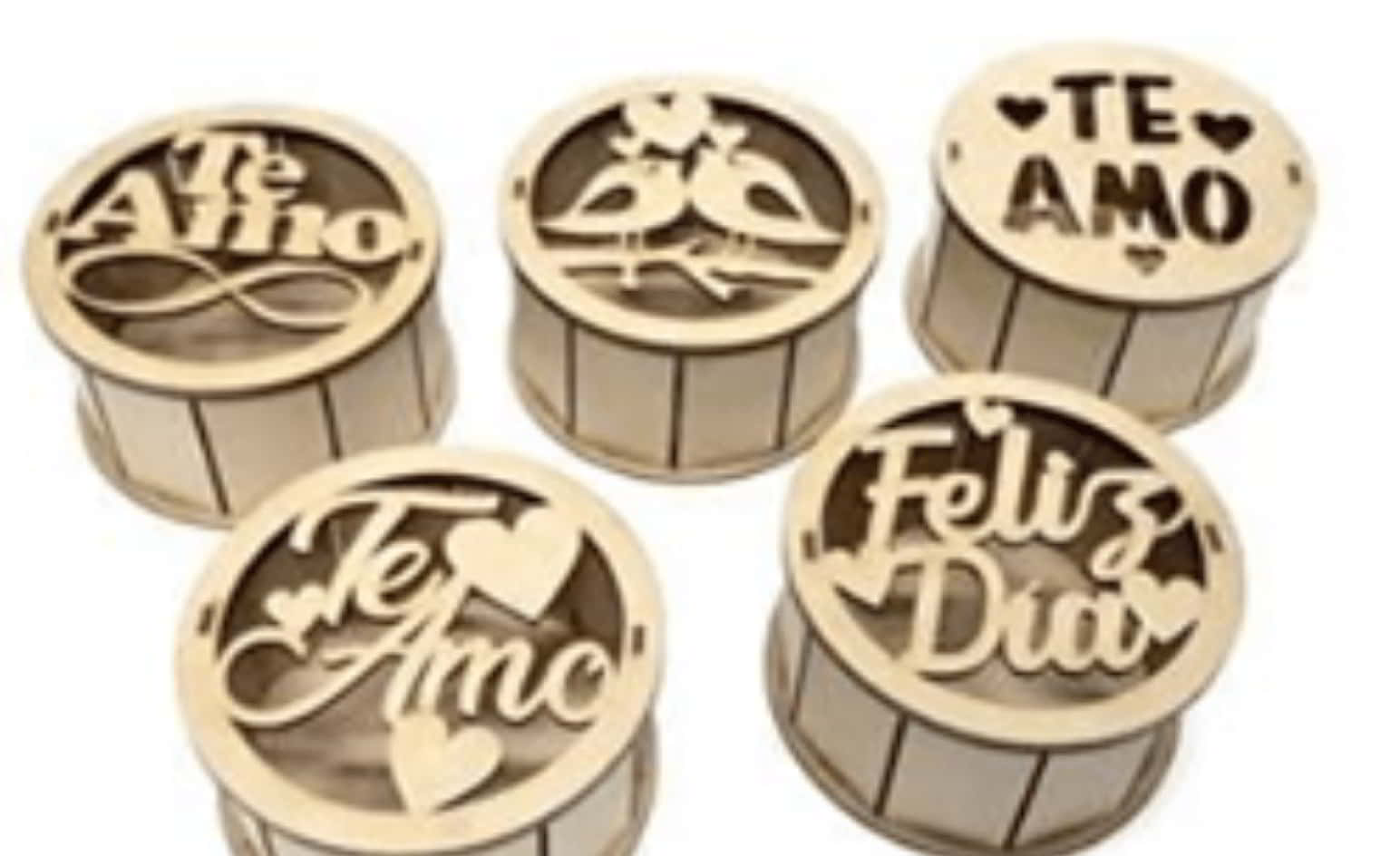 Laser Cut Wooden Round Boxes I Love You CDR and DXF File