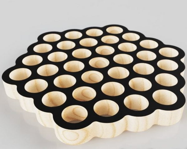 Laser Cut Wooden Round Honeycomb Trivet 37 Holes Free Vector File for Laser Cutting