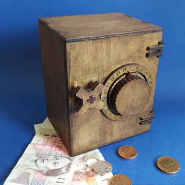 Laser Cut Wooden Safe Box Money Saving Bank CDR Vector File