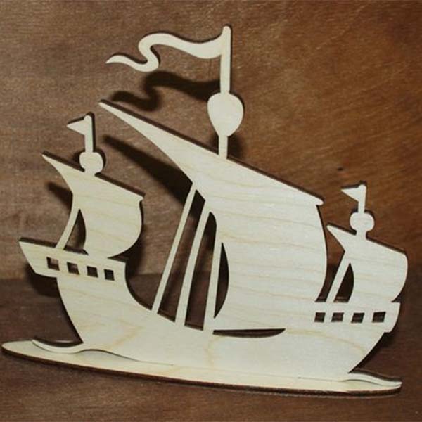 Laser Cut Wooden Sailing Boat Template Decoration Element Vector File