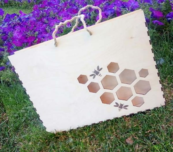 Laser cut Wooden Shopping Bag for Honey Wood Gift Box CDR and DXF File
