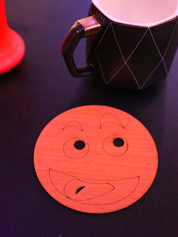 Laser Cut Wooden Smiles Coaster Design Tea Cup Mat CDR and DXF File