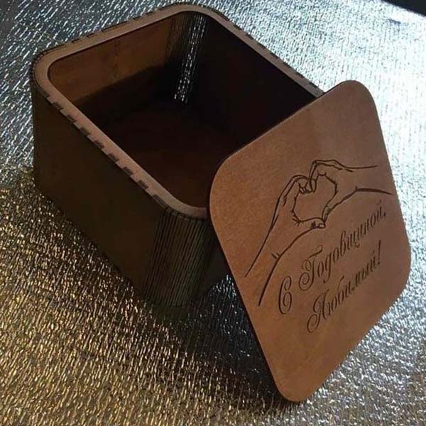 Laser Cut Wooden Square Box with Lid CDR and DXF File for Laser Cutting
