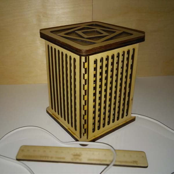 Laser Cut Wooden Square Night Light Lamp Box Vector File