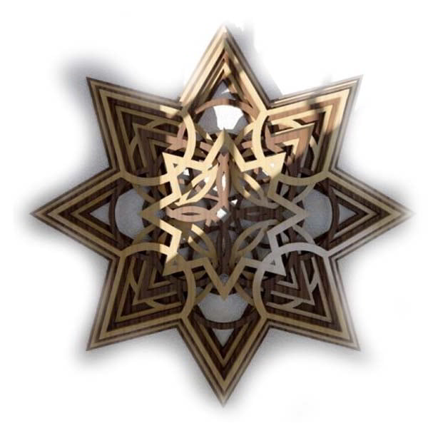 Laser Cut Wooden Star Multilayered Wall Art CDR File