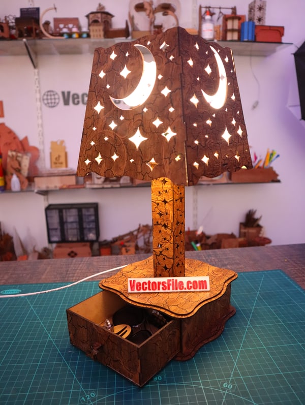 Laser Cut Vector DXF Desk Lamp File for Laser Various Wooden
