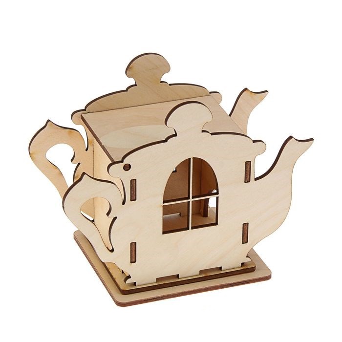Laser Cut Wooden Teapot Shaped Tea House Tea Bag Dispenser Free CDR Vectors File