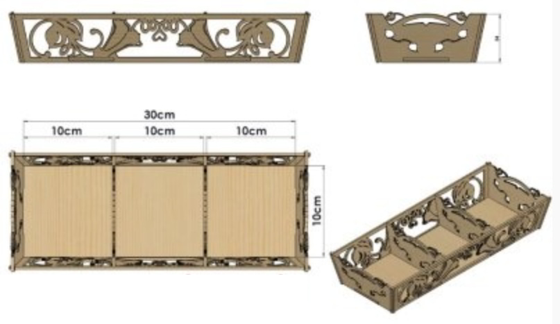 Laser Cut Wooden Tray For Flowers Free Vector