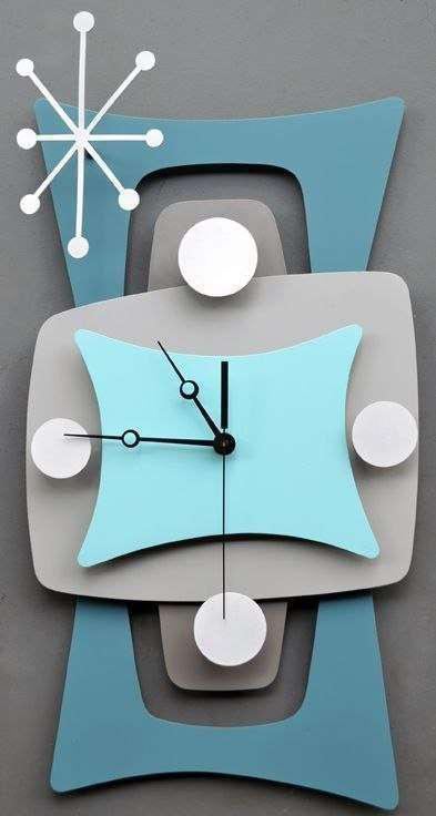 Laser Cut Wooden Wall Blue Clock, Bedroom Wall Decoration Clock Vector File