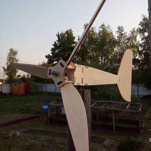 Laser Cut Wooden Wind Turbines 3D Puzzle Model CDR File