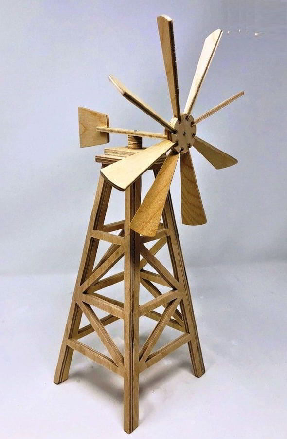 Laser Cut Wooden Windmill Model Vector File