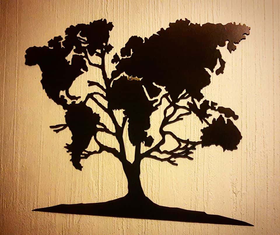Laser Cut World Map Tree Wall Art CDR, DXF and Ai Vector File