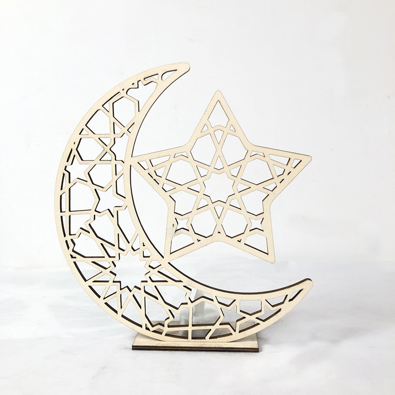 Laser Cutting Festive Wooden Moon and Star Decorative Element DXF File