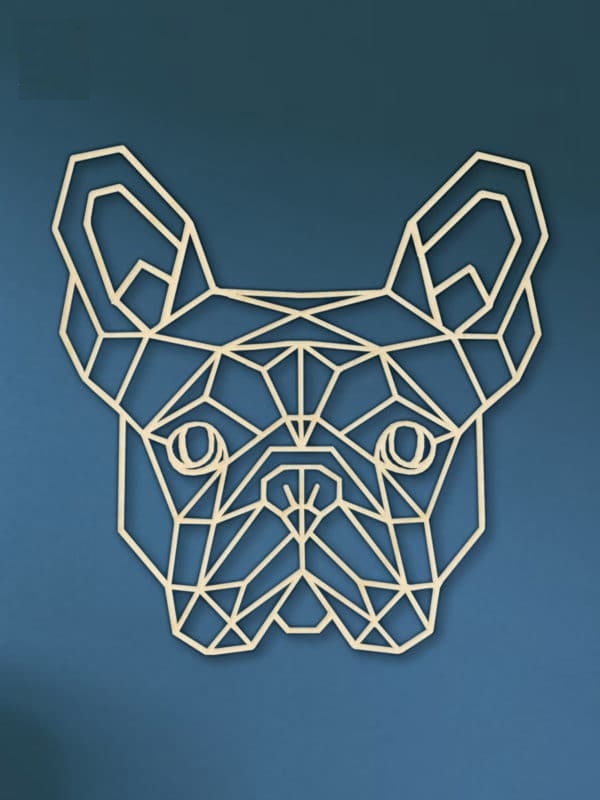 Laser Cutting Geometric French Bulldog Head Free DXF File