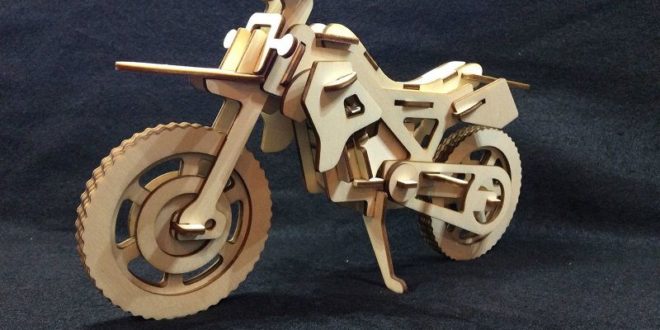 Laser Cutting Wooden Motorcycle 3D Puzzle Model CDR Vectors File