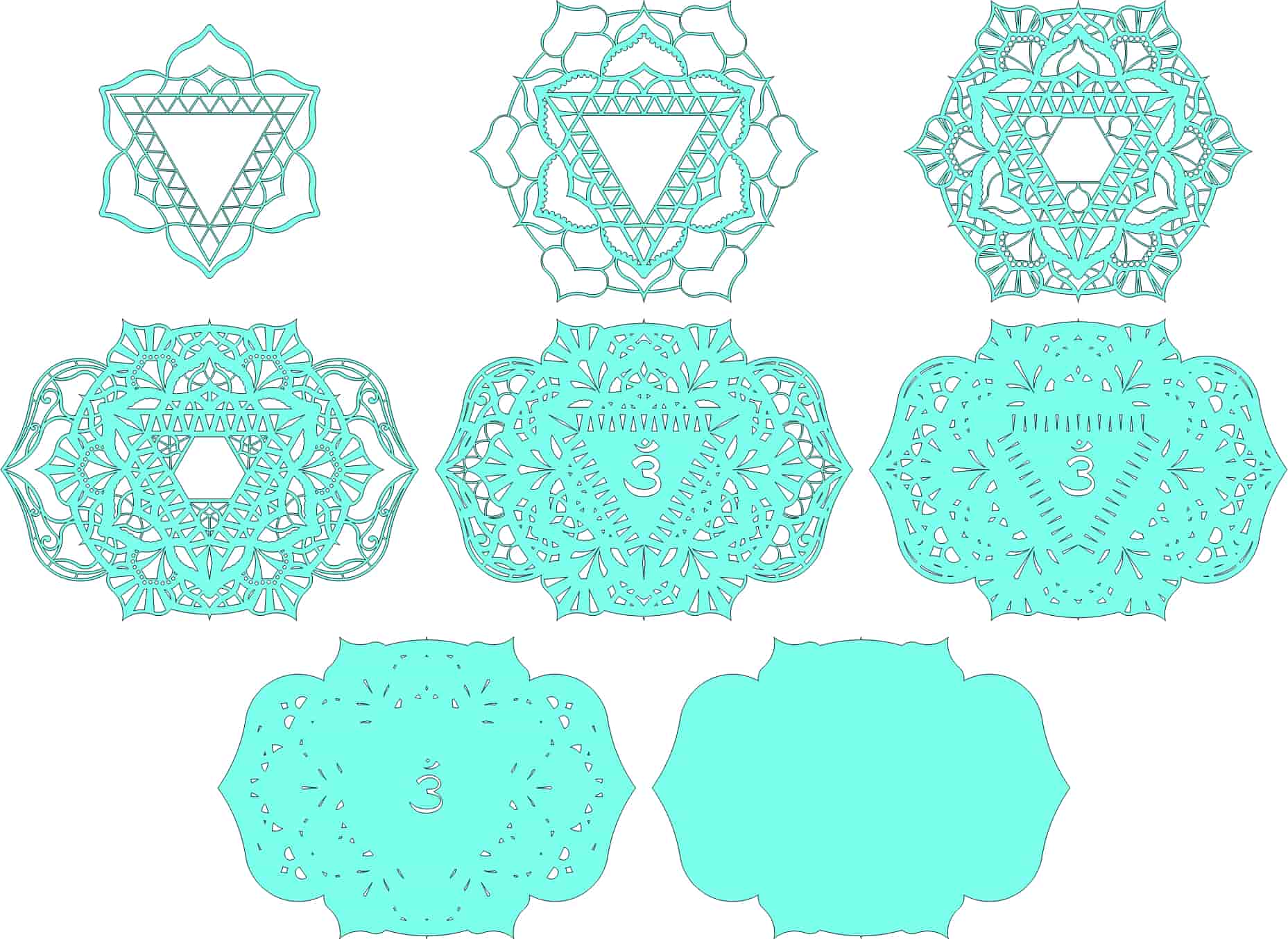 Laser Engraving 8 Mandalas CDR, DXF and Ai Vector File