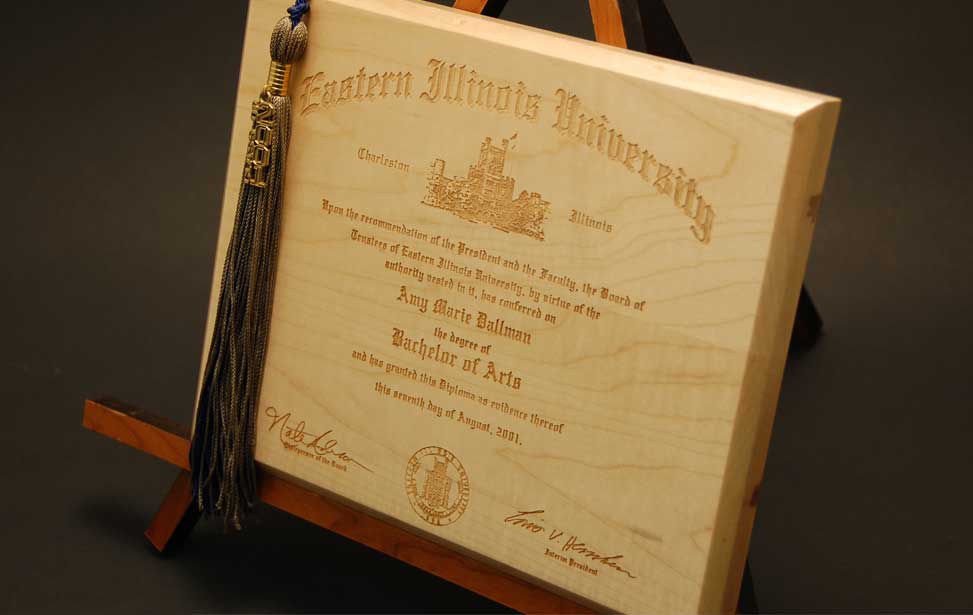 Laser Engraving a Diploma on a Wood Plaque Vector File