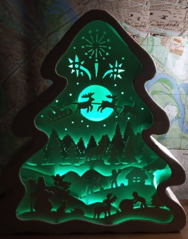 Laser Engraving Christmas Tree 3D Lamp CDR File