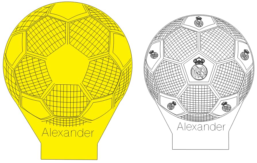 Laser Engraving Football Acrylic Lamp CDR, DXF and PDF Vector File