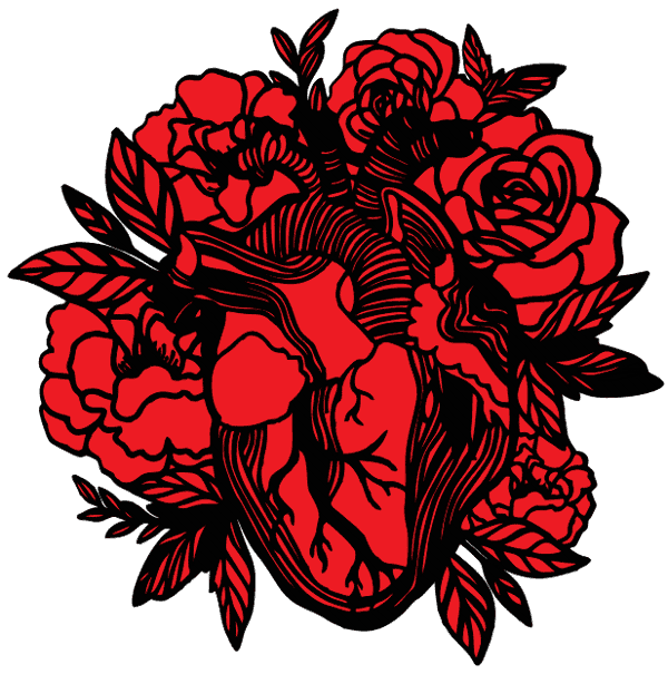 Laser Engraving Heart with Roses Design Free Vector File