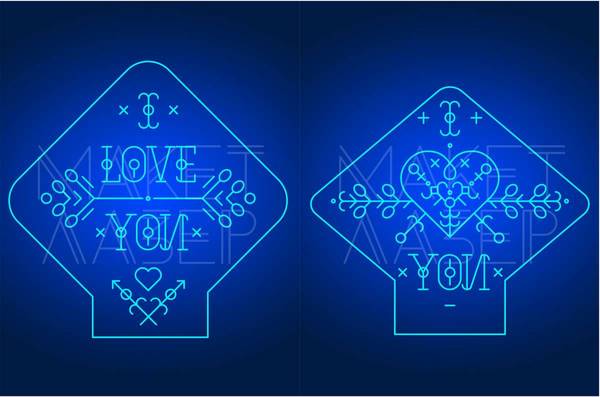 Laser Engraving LED Acrylic Lamp Love You CDR File