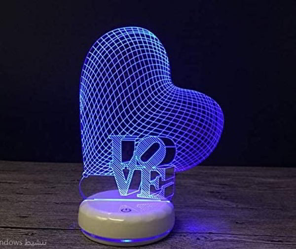 Laser Engraving Love Heart Night Light 3D Acrylic Lamp Vector File