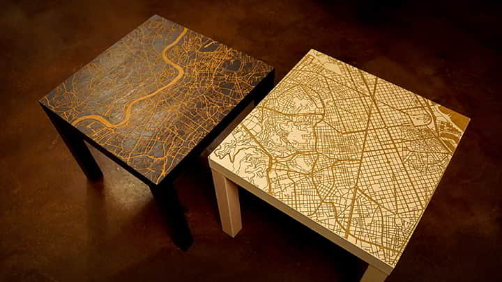 Laser Engraving Maps on End Tables Vector File