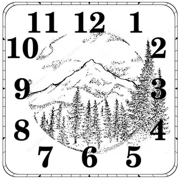Laser Engraving Mountain Drawing Wall Clock CDR File
