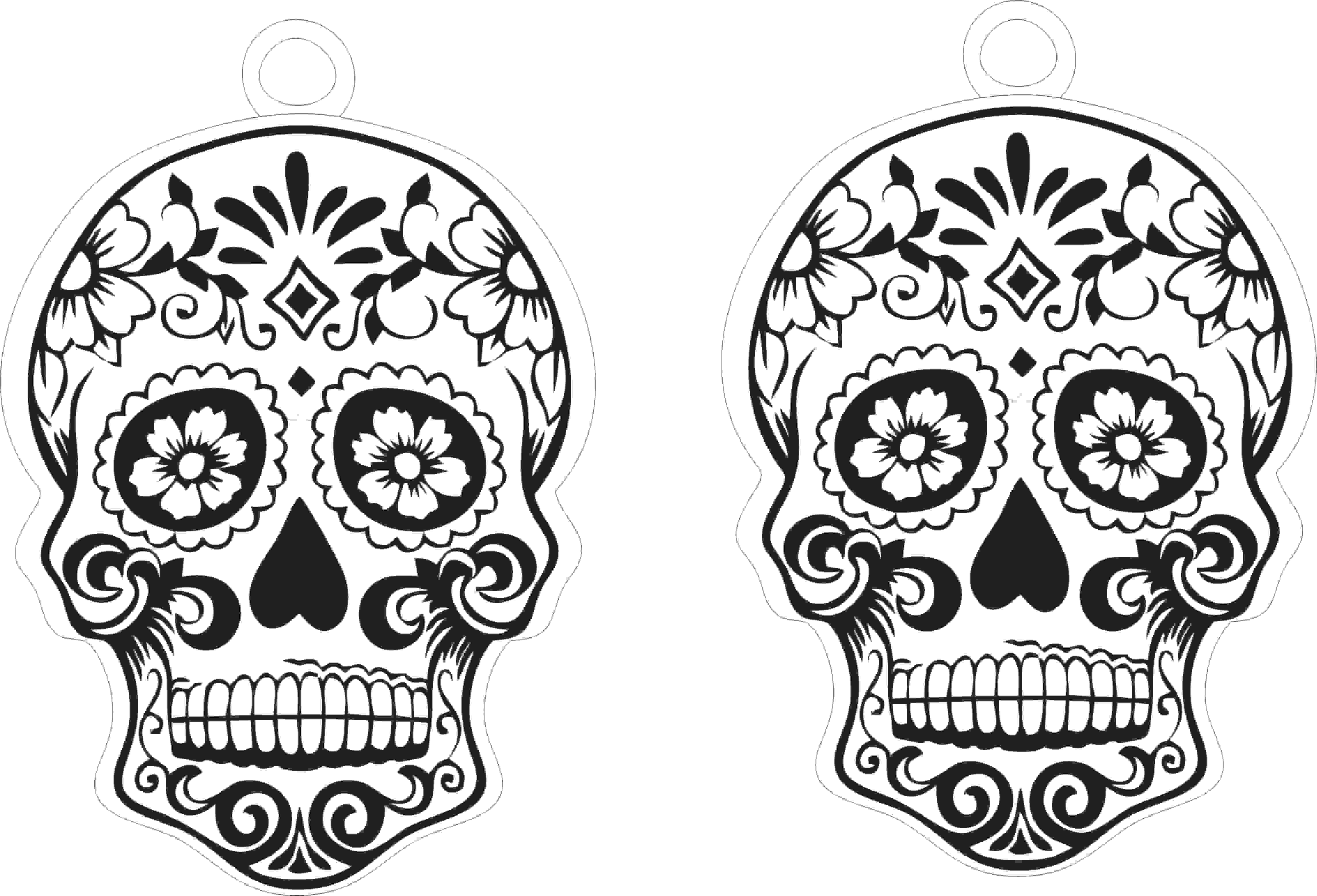 Laser Engraving Skull Pendant, Skull Jewelry Design Vector File