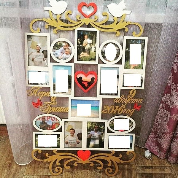 Layout of Wedding Photo Frames on the Entire Wall of Plywood CDR File