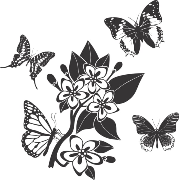 Wildflowers, Bees, and Butterfly - Line Drawing, Botanical Tangles :  r/learntodraw