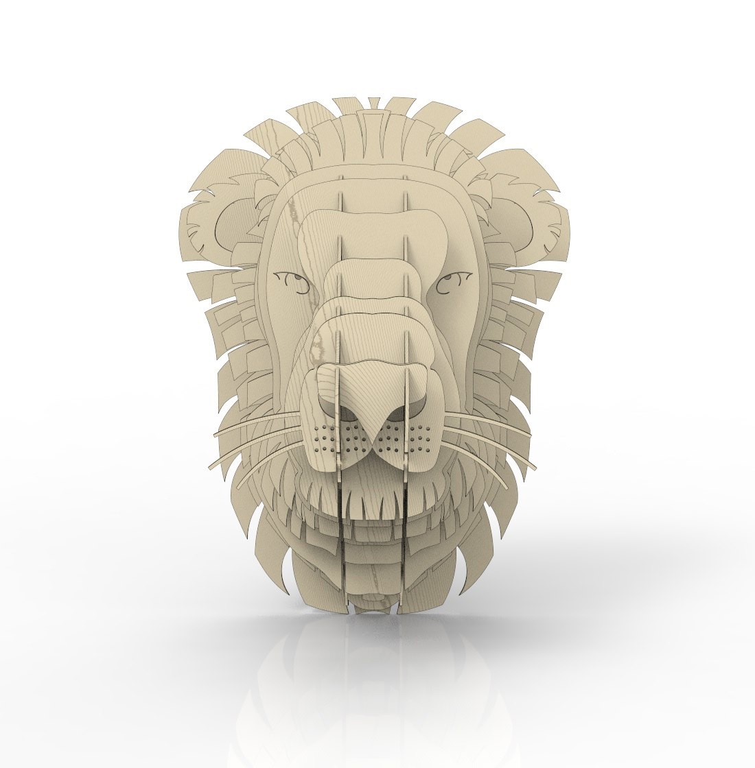 Lion Face Laser Cut 3D Puzzle Template CDR File