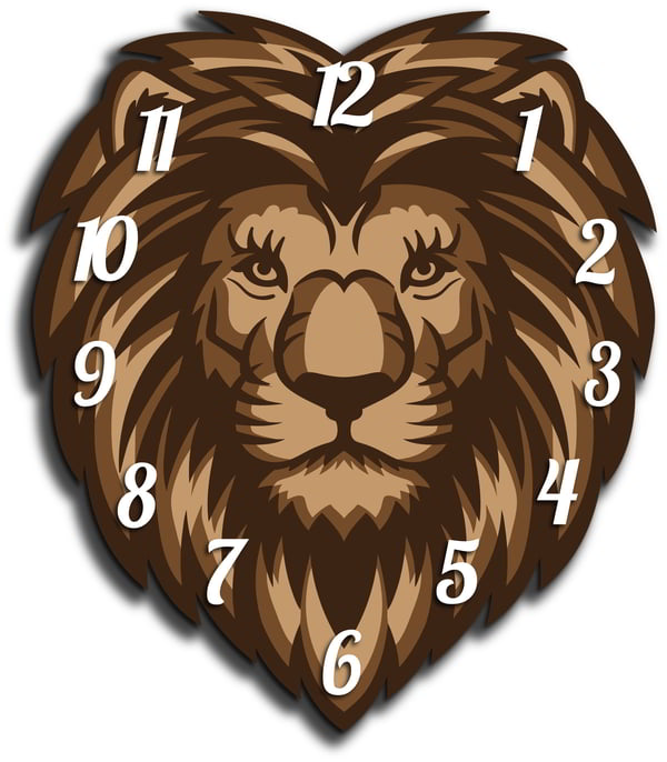 Lion Head Wall Clock Template CDR Vectors File