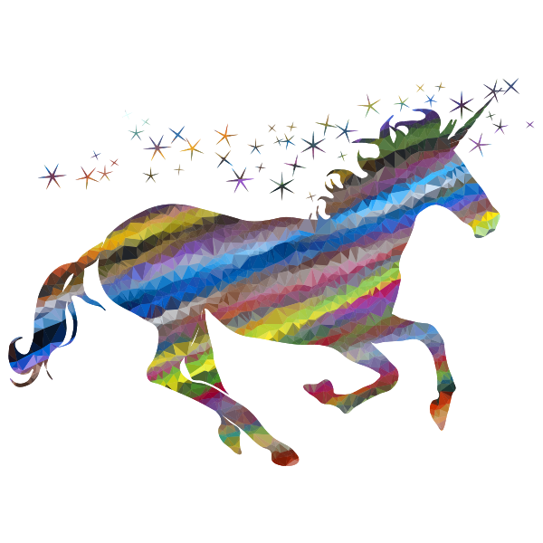 Low Poly Prismatic Streaked Magical Unicorn Vector SVG File