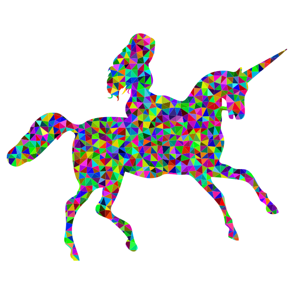 Low Poly Prismatic Woman Magical Unicorn Vector SVG File