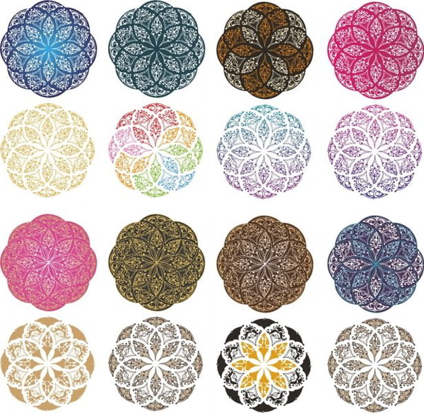Mandala Color Set Design Free Vectors File