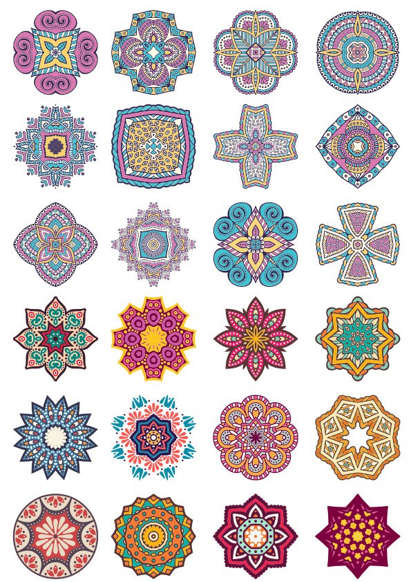 Mandala Flower Doodle Ornament Set CDR File