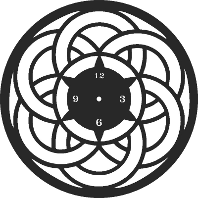 Mandala Wall Clock Design DXF File