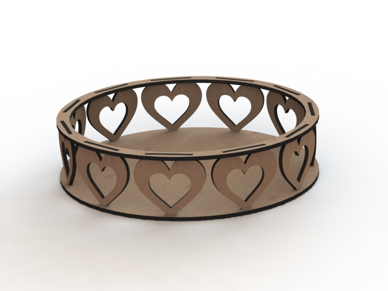 MDF Laser Cutting Heart Trays Designs DXF File