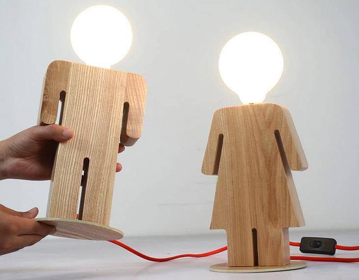 Men and Women Table Lamp Wooden Design Laser Cut DXF File