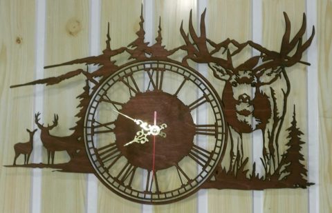 Mountains Deer Decorative Wall Clock Free DXF Vectors File